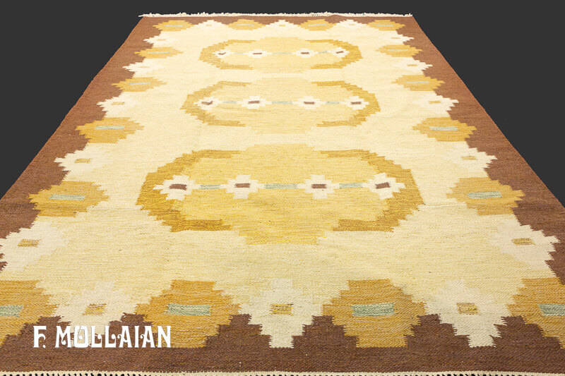 Semi-Antique Swedish Kilim n°:96342389